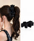 バナナクリップ ビッグリボンヘアクリップ 上品サテンリボンヘアアクセサリー 大人可愛い華やか髪留めバレエコア きれいめまとめ髪大人フェミニンしっかり留まるクリップ 87XIANING-001