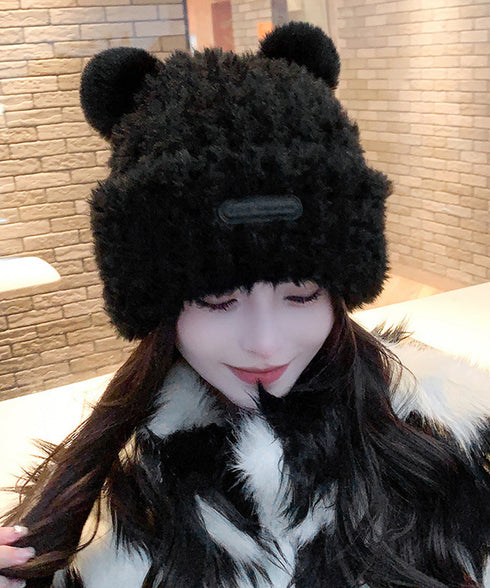 くま耳帽子 ボアハット 韓国 暖かい帽子 小顔ファー帽子 レディース 大人可愛いモコモコ アニマル帽子 ふわふわ 秋冬防寒ぼうし 裏起毛 あったか便利グッズ 旅行 87XIBO-001