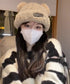 くま耳帽子 ボアハット 韓国 暖かい帽子 小顔ファー帽子 レディース 大人可愛いモコモコ アニマル帽子 ふわふわ 秋冬防寒ぼうし 裏起毛 あったか便利グッズ 旅行 87XIBO-001