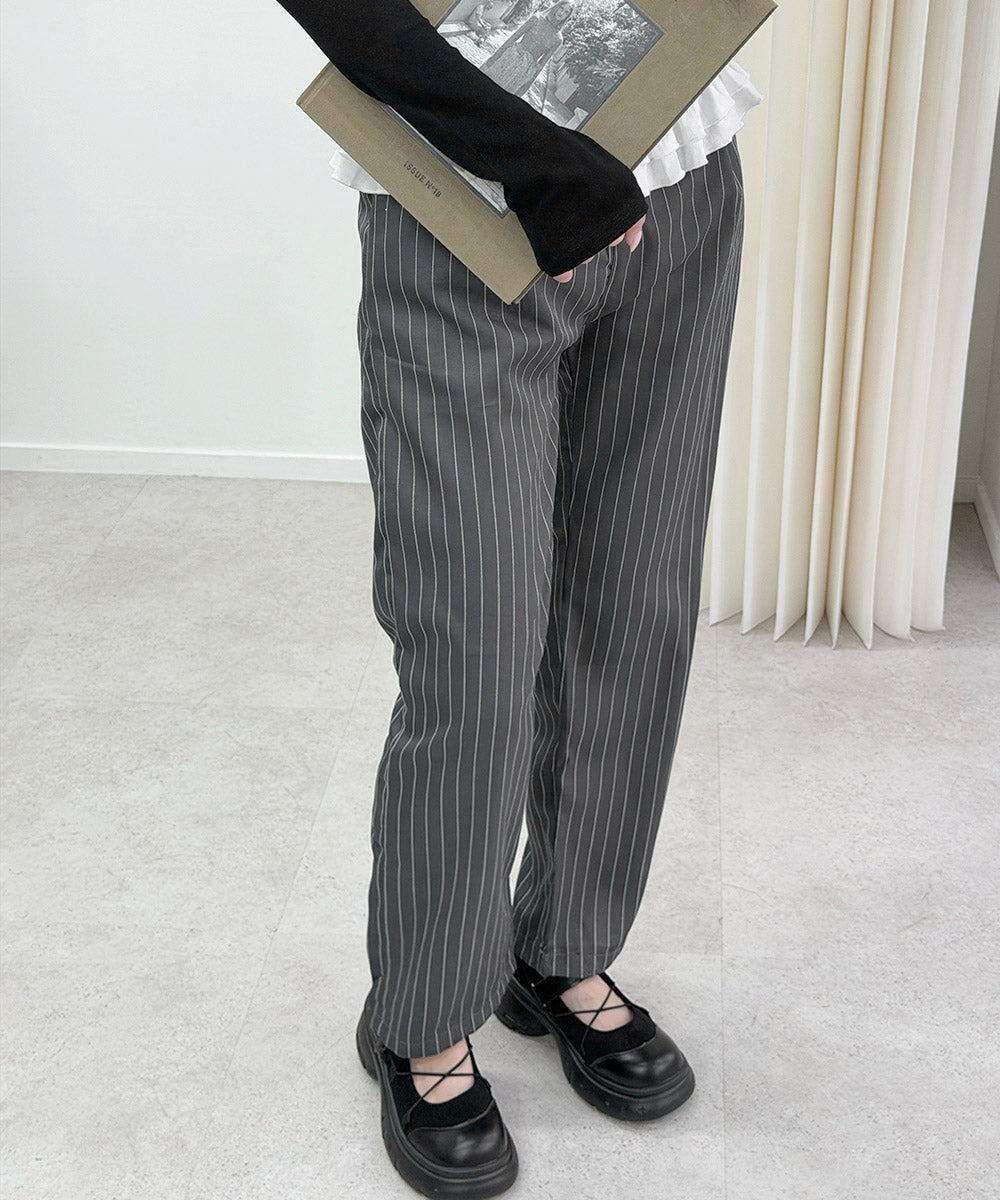ストライプワイドパンツ春夏秋ロングパンツ 詳細画像34