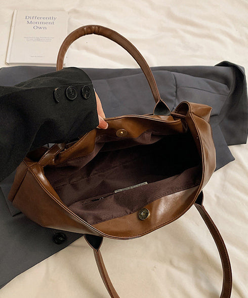 オイルワックス風合皮トートバッグ肩掛け鞄 レディース リボンベルト付き きれいめトート通勤通学 ビジネスOL PU鞄 ロングハンドル おしゃれハンドバッグ 大容量 87XIUFENG-001