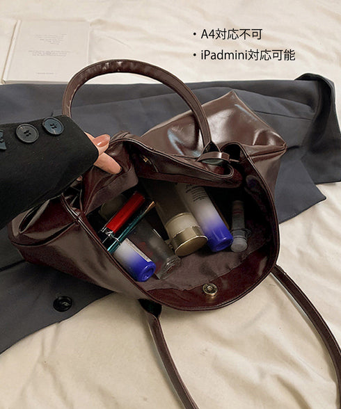 オイルワックス風合皮トートバッグ肩掛け鞄 レディース リボンベルト付き きれいめトート通勤通学 ビジネスOL PU鞄 ロングハンドル おしゃれハンドバッグ 大容量 87XIUFENG-001