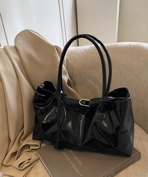 オイルワックス風合皮トートバッグ肩掛け鞄 レディース リボンベルト付き きれいめトート通勤通学 ビジネスOL PU鞄 ロングハンドル おしゃれハンドバッグ 大容量 87XIUFENG-001