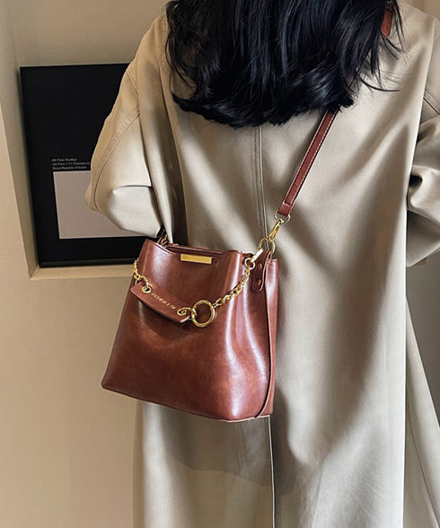 バケットバッグレディースショルダーバッグ バケツバッグ 高見え 斜めがけバッグ 大容量 フェイクレザーバッグ 仕切りポケット付き マチ広バッグ合皮 手提げ鞄お洒落 87XIUFENG-003