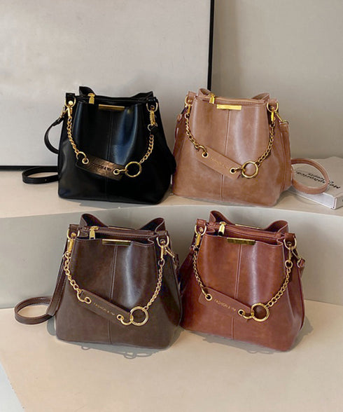 バケットバッグレディースショルダーバッグ バケツバッグ 高見え 斜めがけバッグ 大容量 フェイクレザーバッグ 仕切りポケット付き マチ広バッグ合皮 手提げ鞄お洒落 87XIUFENG-003