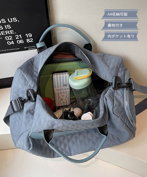 キャリーオンボストンバッグ キルティング ユニセックストラベルバッグ 大容量 斜め掛けショルダーバッグ 卒業修学旅行鞄 出張合宿バッグ 軽量肩掛け鞄 シューズ収納 87XIUFENG-005