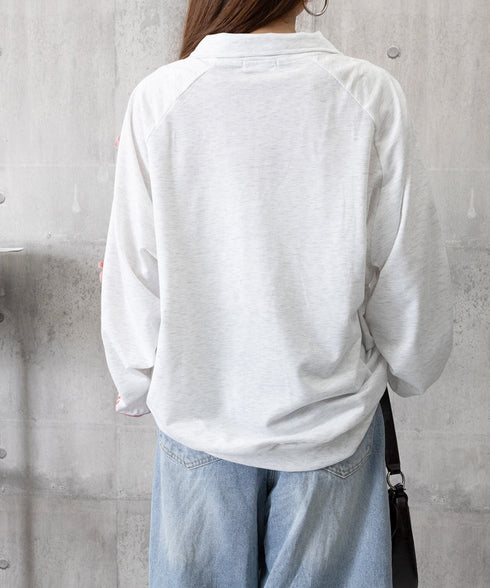 リボン付きスウェットジップアップパーカー レディース おしゃれ ガーリーリボンジャケット 袖ラインスウェットジャケット 春秋薄手 ワンポイントスポーティカジュアル 87XIXI-001