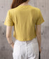 アシンメトリーTシャツ半袖クルーネックt ウエストタックtシャツレディース カジュアルトップス春夏 シンプルカットソー無地 ショート丈 大人可愛いtシャツ お洒落 87XIYIN-001