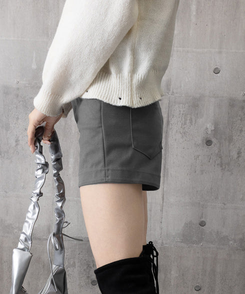 ウール風ショートパンツハイウエスト短パン レディース 着やせショート丈パンツ ポケット付き ベーシック ミニ丈パンツ着やせ 美脚脚長短パン韓国風ホットパンツ 秋冬 87XUANZHZH-001