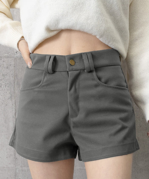 ウール風ショートパンツハイウエスト短パン レディース 着やせショート丈パンツ ポケット付き ベーシック ミニ丈パンツ着やせ 美脚脚長短パン韓国風ホットパンツ 秋冬 87XUANZHZH-001