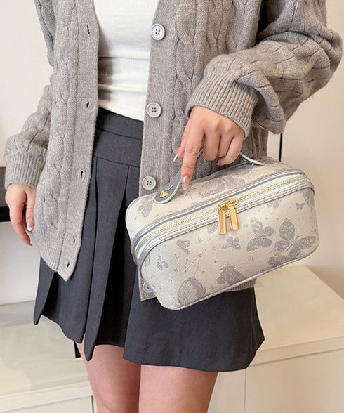 刺しゅう入りメイクポーチ横型コスメバッグ 古風化粧ポーチ きれいめ大人可愛いバニティポーチ おしゃれ旅行コスメポーチ 持ち運び化粧品収納 大容量トラベルポーチ自立 87XUJIU-001