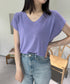 ニットトップス レディース 韓国春秋夏服 フレンチスリーブ ニットソー 体型カバー vネック 冷感タッチ 半袖 サマーニット きれいめ オフィスカジュアル 着やせ 87XYZ-001