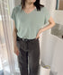 ニットトップス レディース 韓国春秋夏服 フレンチスリーブ ニットソー 体型カバー vネック 冷感タッチ 半袖 サマーニット きれいめ オフィスカジュアル 着やせ 87XYZ-001