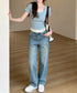 ヘンリーネックTシャツレイヤード風t半袖 フェイクレイヤードtシャツレディース 前ボタンリブtシャツ 大人可愛い レースフリルタイトT 細見え 着やせトップス春夏 87YICHANG-001