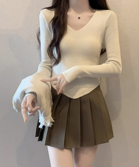 アンサンブルニット 2点セットアップ韓国 ニットマント ニットポンチョレディース秋冬 リブニットvネックトップス アシンメトリーヘム 裾フリンジニットケープお洒落 87YIXIN-001