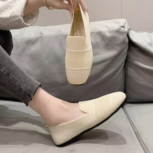 ローファーメッシュパンプス 韓国シューズ 疲れない美脚靴 通気性抜群 軽量 ぺたんこパンプス 黒 おしゃれ コンフォートシューズ レディース 通勤靴 春秋夏 くつ 87YOUXIN-001