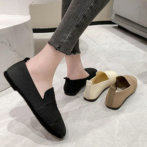 ローファーメッシュパンプス 韓国シューズ 疲れない美脚靴 通気性抜群 軽量 ぺたんこパンプス 黒 おしゃれ コンフォートシューズ レディース 通勤靴 春秋夏 くつ 87YOUXIN-001
