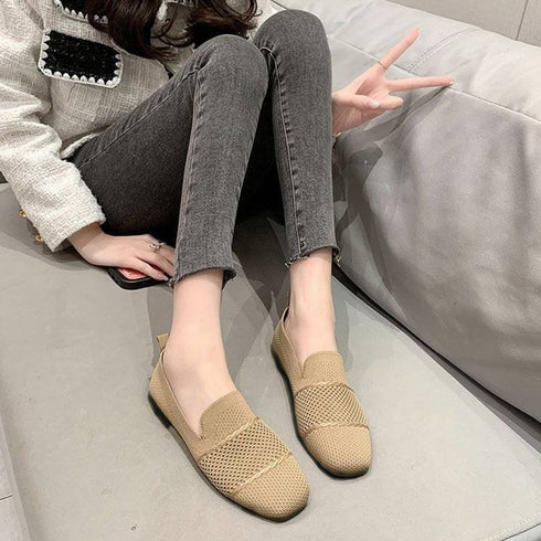 ローファーメッシュパンプス 韓国シューズ 疲れない美脚靴 通気性抜群 軽量 ぺたんこパンプス 黒 おしゃれ コンフォートシューズ レディース 通勤靴 春秋夏 くつ 87YOUXIN-001