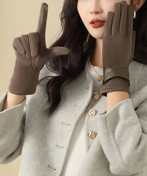 スエード調手袋裏起毛 リボン付き手袋防寒 レディース タッチパネル対応 大人可愛い手ぶくろ 裏ボア上品グローブ 防風保温 通勤通学 上質な手袋 スマホ対応 暖かい 87YUMU-001