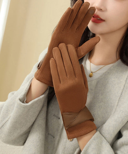スエード調手袋裏起毛 リボン付き手袋防寒 レディース タッチパネル対応 大人可愛い手ぶくろ 裏ボア上品グローブ 防風保温 通勤通学 上質な手袋 スマホ対応 暖かい 87YUMU-001