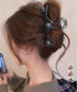 バンスクリップ ヘアクリップ大きめ髪留め 大人可愛いバンスクリップビーズ付き 変形クロスクリアクリップしっかりホールドまとめ髪オフィスおしゃれ上品髪飾りマット質感 87ZHUONI-003