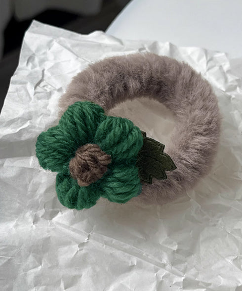 花モチーフ ヘアゴム レディース 秋冬 大人かわいい ニットフラワー付き ヘアアクセサリー おしゃれ まとめ髪 簡単 ヘアアレンジ 韓国風 髪飾り プチプラ女性 88CXH-105