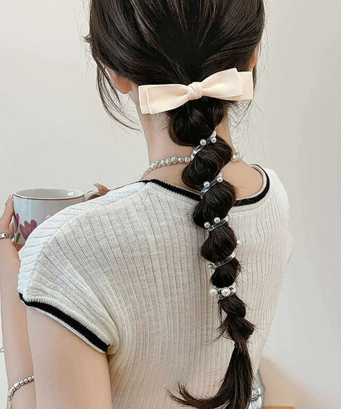 リボン コイルポニー 簡単 コイルアップ 大人かわいい スパイラルヘアゴム フェミニン ヘアアレンジ エレガント ヘアアクセサリー 韓国風ポニーテール おしゃれ 88CXH-112