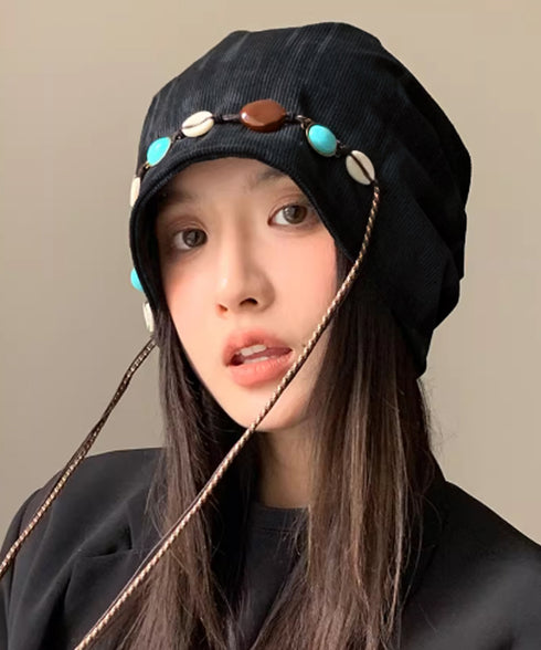 装飾付き ルーズキャップレディース 小顔 おしゃれ 紐付き ワッチ風キャップ 被りやすい 帽子 韓国ファッション 大人カジュアル ぼうし 可愛い ゆる帽子 レトロ 88CXH-126