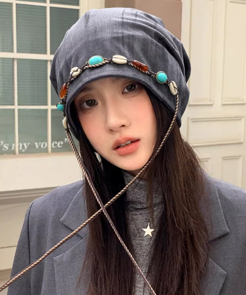 装飾付き ルーズキャップレディース 小顔 おしゃれ 紐付き ワッチ風キャップ 被りやすい 帽子 韓国ファッション 大人カジュアル ぼうし 可愛い ゆる帽子 レトロ 88CXH-126