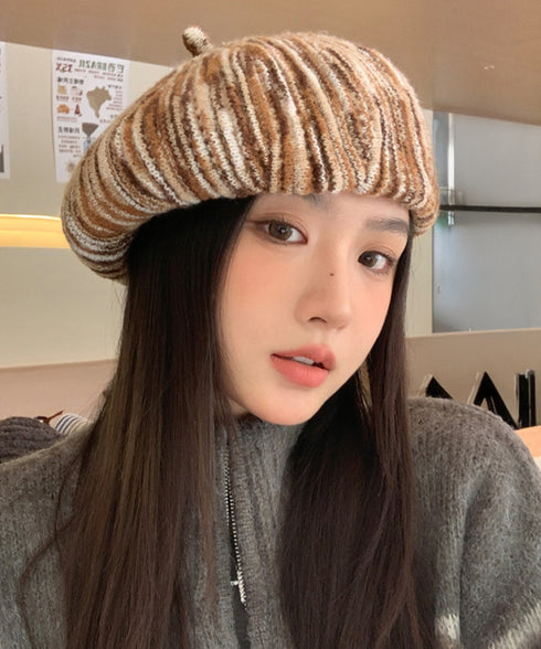 リブ編み ニットベレー帽 レディース小顔 可愛い ニット帽子 調節ひも付き 韓国ファッション 防寒帽子 秋冬ニットキャップ 大人カジュアル あたたかい 被りやすい 88CXH-130