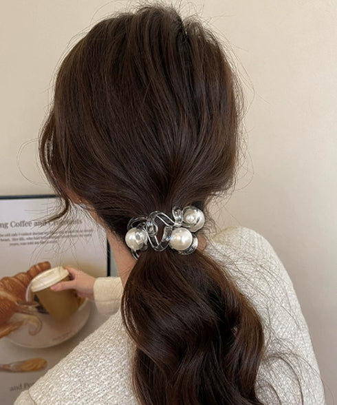 クリアヘアゴム パール調ヘアアクセサリー コイルヘアゴム 大人可愛い スパイラルヘアゴム 跡がつかない スプリング ヘアアクセ ポニーテール 簡単 髪留め 韓国風 88CXH-144