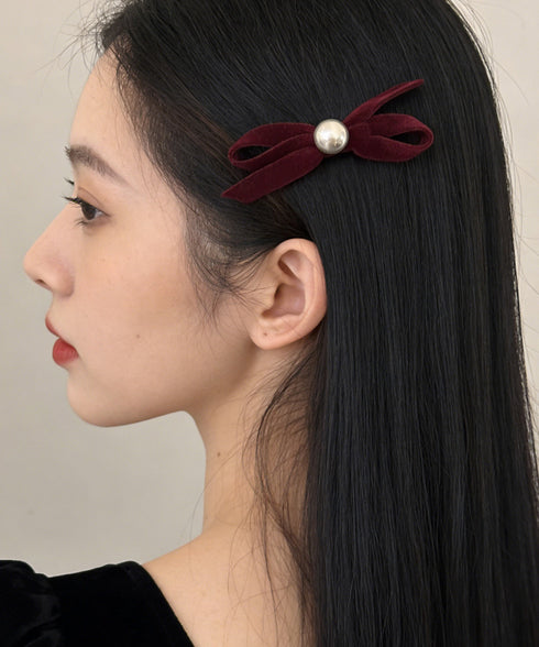 ベロア調 リボンヘアクリップ 大人可愛い おしゃれ ヘアアクセサリー レディース ヘアクリップ 清楚 まとめ髪 大人かわいい ヘアアレンジ フェミニン 簡単髪留め 88CXH-158