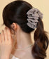小花柄 シフォンフリル バナナクリップ おしゃれ ヘアアクセサリー レディース ヘアクリップ 清楚 まとめ髪 大人かわいい ヘアアレンジ フェミニン 簡単髪留め 88CXH-170