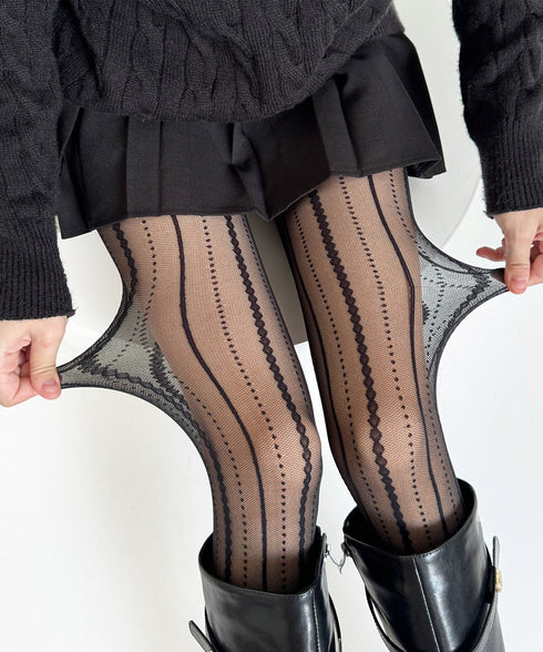 縦ライン パンティストッキング 細見え レディース 大人可愛い ライン柄 美脚ストッキング セクシー ストレッチ レースシアータイツ 韓国風シースルータイツ秋冬 88CXH-173