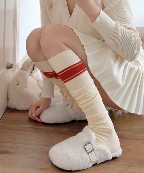 リブニーハイソックス ライン入り 靴下 レディース ロングソックス 大人可愛い ガーリー 美脚靴下 韓国風 秋冬ソックス 伸縮性 オーバーニーソックス 新作人気 88CXH-187