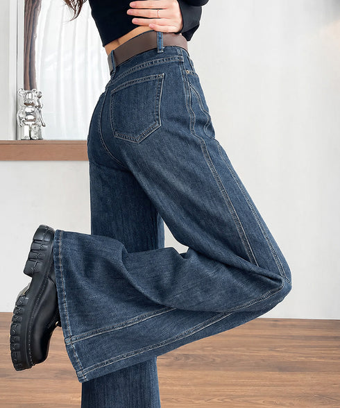 ヴィンテージ フレア デニムパンツ韓国風 ゆったり ロングストレートパンツ レディース ハイウエスト ジーパン着やせ 細見えボトムス 脚長 体型カバー 春夏秋冬 88CXH-194