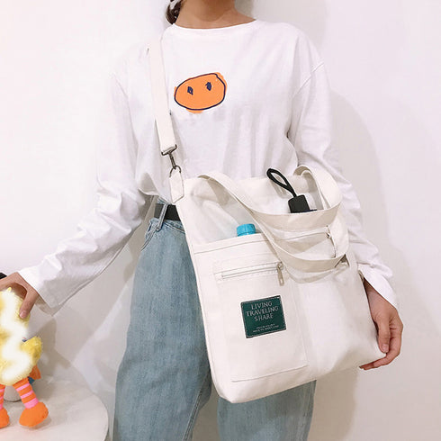 キャンバス トートバッグ 2way 軽量 レディース 可愛い ショルダーバッグ 斜めかけ カバン シンプル 通勤通学 バッグ 肩掛けカバン オルチャン 88CXH-003