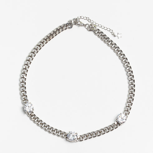 チェーン チョーカーネックレス 韓国風 レディース オシャレ ネックレス ラインストーン 大人可愛い アクセサリージュエリー きれいめ 首飾り オルチャン 88CXH-006