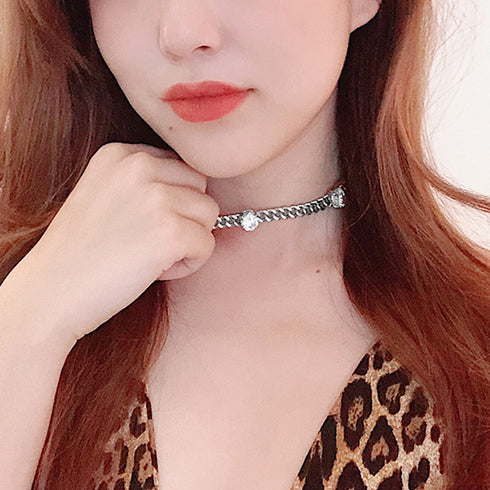 チェーン チョーカーネックレス 韓国風 レディース オシャレ ネックレス ラインストーン 大人可愛い アクセサリージュエリー きれいめ 首飾り オルチャン 88CXH-006