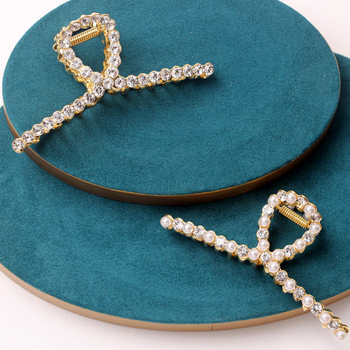 バンスクリップ 韓国風 ヘアクリップ上品 おしゃれ ヘアアクセサリー キラキラ 大人可愛い ヘアアレンジ オルチャン まとめ髪 簡単 髪留め ラインストーン 88CXH-015