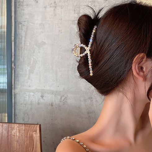 バンスクリップ 韓国風 ヘアクリップ上品 おしゃれ ヘアアクセサリー キラキラ 大人可愛い ヘアアレンジ オルチャン まとめ髪 簡単 髪留め ラインストーン 88CXH-015