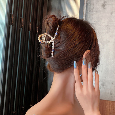 バンスクリップ 韓国風 ヘアクリップ上品 おしゃれ ヘアアクセサリー キラキラ 大人可愛い ヘアアレンジ オルチャン まとめ髪 簡単 髪留め ラインストーン 88CXH-015