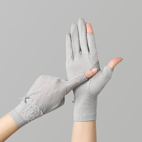 手袋 レース レディース 紫外線対策 おしゃれ 手袋 薄手 滑り止め付き かわいい グローブ 日焼け対策 女性用 手ぶくろ アウトドア 指切り ジョギング 88CXH-025