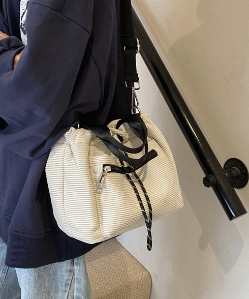 コーデュロイ 巾着ショルダーバッグ小さめ レディース おしゃれ 手提げかばん 軽量 斜めがけ カバン 3WAY 肩掛けバッグ カジュアルバッグ 韓国ファッション 88CXH-032