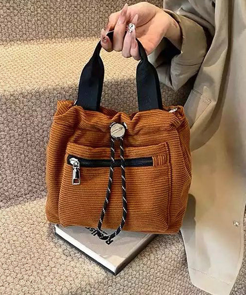 コーデュロイ 巾着ショルダーバッグ小さめ レディース おしゃれ 手提げかばん 軽量 斜めがけ カバン 3WAY 肩掛けバッグ カジュアルバッグ 韓国ファッション 88CXH-032