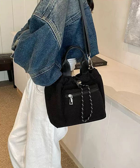 コーデュロイ 巾着ショルダーバッグ小さめ レディース おしゃれ 手提げかばん 軽量 斜めがけ カバン 3WAY 肩掛けバッグ カジュアルバッグ 韓国ファッション 88CXH-032