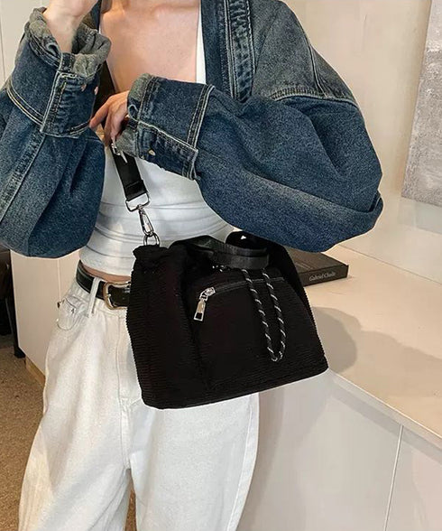 コーデュロイ 巾着ショルダーバッグ小さめ レディース おしゃれ 手提げかばん 軽量 斜めがけ カバン 3WAY 肩掛けバッグ カジュアルバッグ 韓国ファッション 88CXH-032