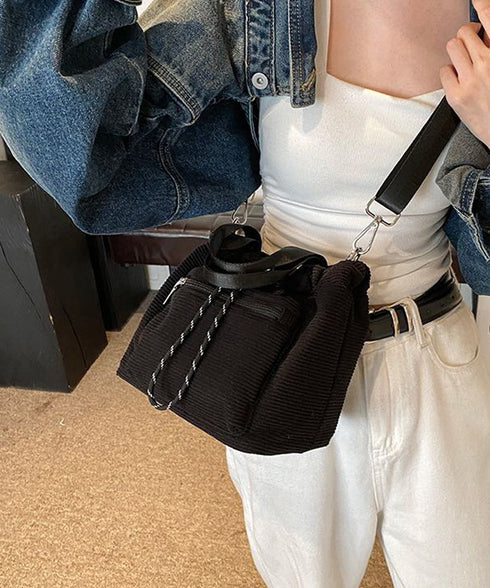 コーデュロイ 巾着ショルダーバッグ小さめ レディース おしゃれ 手提げかばん 軽量 斜めがけ カバン 3WAY 肩掛けバッグ カジュアルバッグ 韓国ファッション 88CXH-032