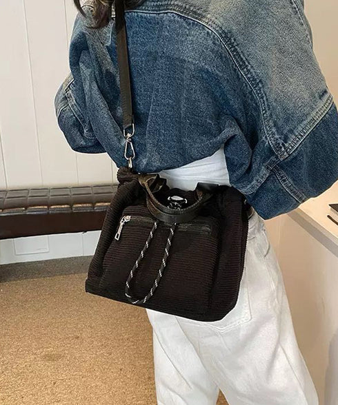 コーデュロイ 巾着ショルダーバッグ小さめ レディース おしゃれ 手提げかばん 軽量 斜めがけ カバン 3WAY 肩掛けバッグ カジュアルバッグ 韓国ファッション 88CXH-032