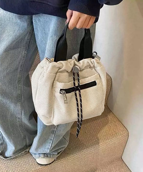 コーデュロイ 巾着ショルダーバッグ小さめ レディース おしゃれ 手提げかばん 軽量 斜めがけ カバン 3WAY 肩掛けバッグ カジュアルバッグ 韓国ファッション 88CXH-032